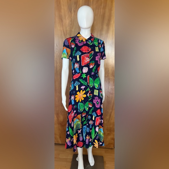 2023 Gorman mushroom fantasy dress 40’s style details Size:6 waist:27 in viscose - Picture 1 of 11